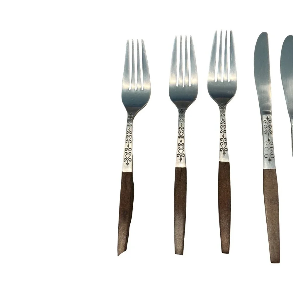 Vtg Interpur INR2 Japan Stainless Steel Canoe Muffin Silverware Flatware 17 pc